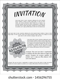 Grey Formal invitation template. With quality background. Vector illustration. Lovely design. 