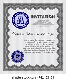 Grey Formal invitation template. With quality background. Excellent design. Customizable, Easy to edit and change colors. 