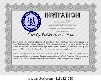 Grey Formal invitation template. Retro design. Vector illustration. With quality background. 
