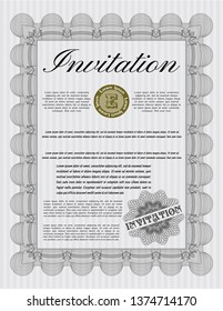 Grey Formal invitation template. Retro design. Customizable, Easy to edit and change colors. With complex background. 