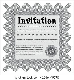 Grey Formal invitation template. Retro design. With quality background. Detailed. 