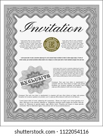 Grey Formal invitation template. Sophisticated design. Vector illustration. With complex background. 