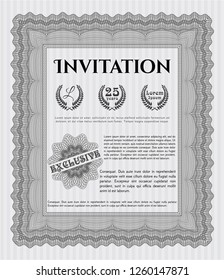 Grey Formal invitation template. Sophisticated design. With guilloche pattern. Detailed. 