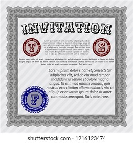 Grey Formal invitation template. Superior design. Detailed. With guilloche pattern. 