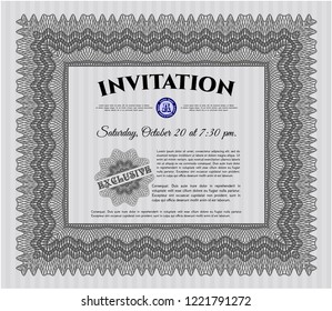 Grey Formal invitation template. Superior design. Customizable, Easy to edit and change colors. With complex linear background. 