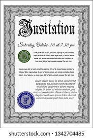 Grey Formal invitation template. Superior design. Customizable, Easy to edit and change colors. With linear background. 