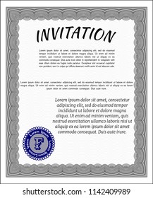 Grey Formal invitation template. Vector illustration. With guilloche pattern and background. Cordial design. 