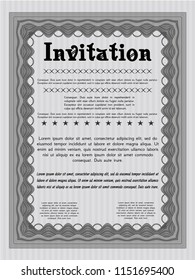 Grey Formal invitation template. Vector illustration. Easy to print. Nice design. 