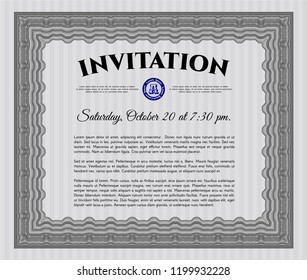 Grey Formal invitation template. Vector illustration. Printer friendly. Lovely design. 