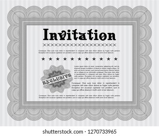 Grey Formal invitation template. Vector illustration. With guilloche pattern and background. Artistry design. 