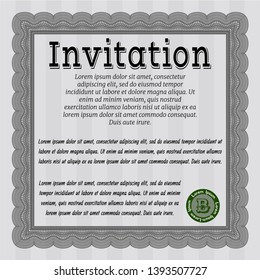 Grey Formal invitation template. Vector illustration. Complex background. Money design. 