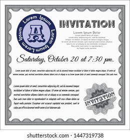 Grey Formal invitation template. Vector illustration. Easy to print. Excellent design. 