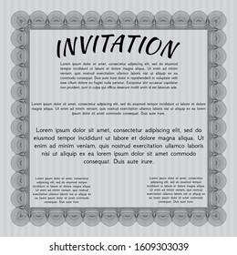 Grey Formal invitation template. Vector illustration. Complex background. Excellent design. 