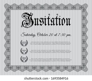 Grey Formal invitation template. Vector illustration. With quality background. Modern design. 
