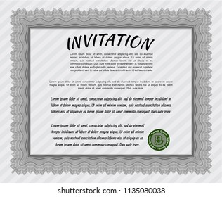 Grey Formal invitation. Vector illustration. With complex background. Nice design. 