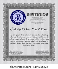 Grey Formal invitation. Vector illustration. With complex background. Money design. 