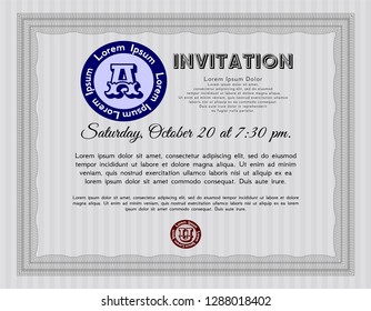 Grey Formal invitation. Vector illustration. With linear background. Good design. 