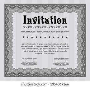 Grey Formal invitation. Vector illustration. With great quality guilloche pattern. Money Pattern design. 
