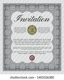 Grey Formal invitation. Vector illustration. Easy to print. Money Pattern design. 