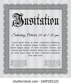 Grey Formal invitation. Vector illustration. With background. Cordial design. 