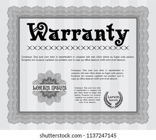 Grey Formal Warranty Certificate template. Vector illustration. With background. Money style design. 