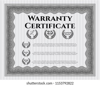 Grey Formal Warranty Certificate template. Excellent design. Customizable, Easy to edit and change colors. With background. 