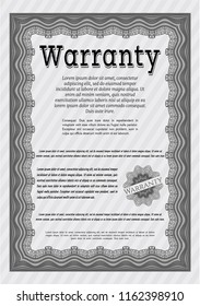 Grey Formal Warranty Certificate template. With complex linear background. Vector illustration. Elegant design. 