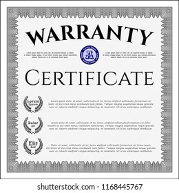 Grey Formal Warranty Certificate template. Perfect design. Customizable, Easy to edit and change colors. Complex background. 