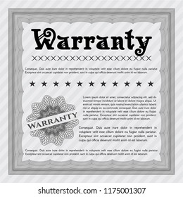 Grey Formal Warranty Certificate template. Excellent design. Vector illustration. With complex linear background. 