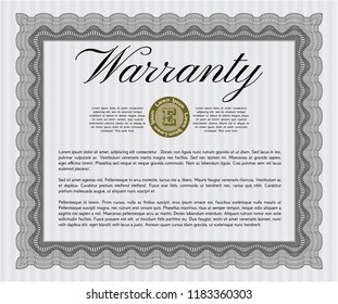 Grey Formal Warranty Certificate template. With great quality guilloche pattern. Detailed. Nice design. 