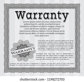 Grey Formal Warranty Certificate template. With quality background. Vector illustration. Retro design. 