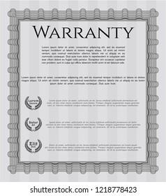 Grey Formal Warranty Certificate template. Complex background. Sophisticated design. Detailed. 