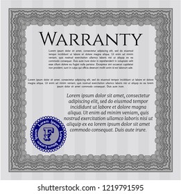 Grey Formal Warranty Certificate template. Beauty design. Customizable, Easy to edit and change colors. With complex linear background. 