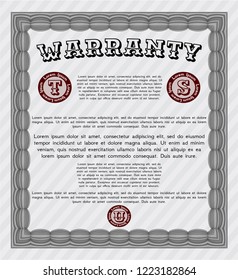 Grey Formal Warranty Certificate template. Vector illustration. With quality background. Lovely design. 