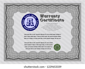Grey Formal Warranty Certificate template. Easy to print. Perfect design. Customizable, Easy to edit and change colors. 