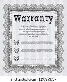 Grey Formal Warranty Certificate template. Vector illustration. With complex background. Modern design. 