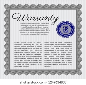 Grey Formal Warranty Certificate template. Printer friendly. Vector illustration. Superior design. 