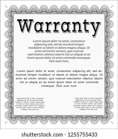 Grey Formal Warranty Certificate template. Easy to print. Money design. Vector illustration. 