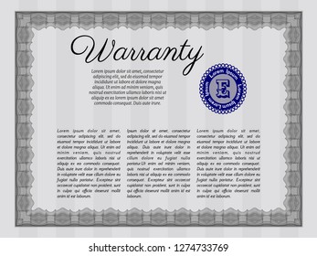Grey Formal Warranty Certificate template. With complex linear background. Customizable, Easy to edit and change colors. Modern design. 