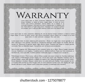 Grey Formal Warranty Certificate template. With guilloche pattern and background. Detailed. Money Pattern. 