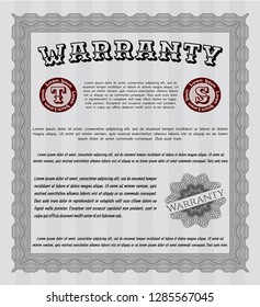 Grey Formal Warranty Certificate template. Cordial design. Detailed. With quality background. 