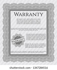Grey Formal Warranty Certificate template. Nice design. With complex linear background. Vector illustration. 