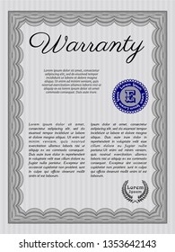 Grey Formal Warranty Certificate template. Lovely design. With linear background. Vector illustration. 