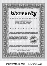 Grey Formal Warranty Certificate template. With guilloche pattern and background. Customizable, Easy to edit and change colors. Retro design. 