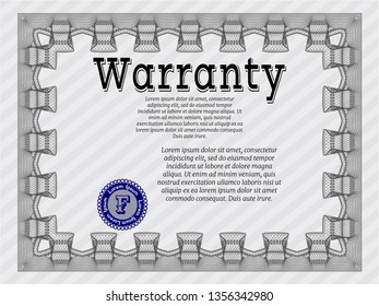 Grey Formal Warranty Certificate template. Customizable, Easy to edit and change colors. Complex background. Money design. 