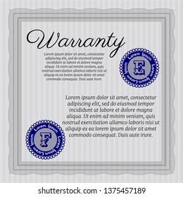 Grey Formal Warranty Certificate template. With quality background. Vector illustration. Lovely design. 