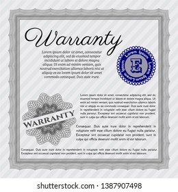 Grey Formal Warranty Certificate template. Vector illustration. Printer friendly. Cordial design. 