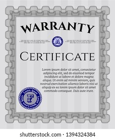 Grey Formal Warranty Certificate template. Detailed. Printer friendly. Money Pattern. 