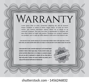 Grey Formal Warranty Certificate template. Money style design. With quality background. Detailed. 