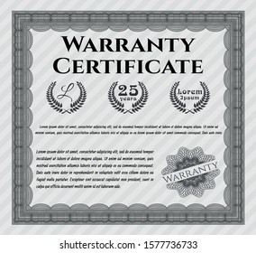 Grey Formal Warranty Certificate template. With background. Customizable, Easy to edit and change colors. Money Pattern design. 